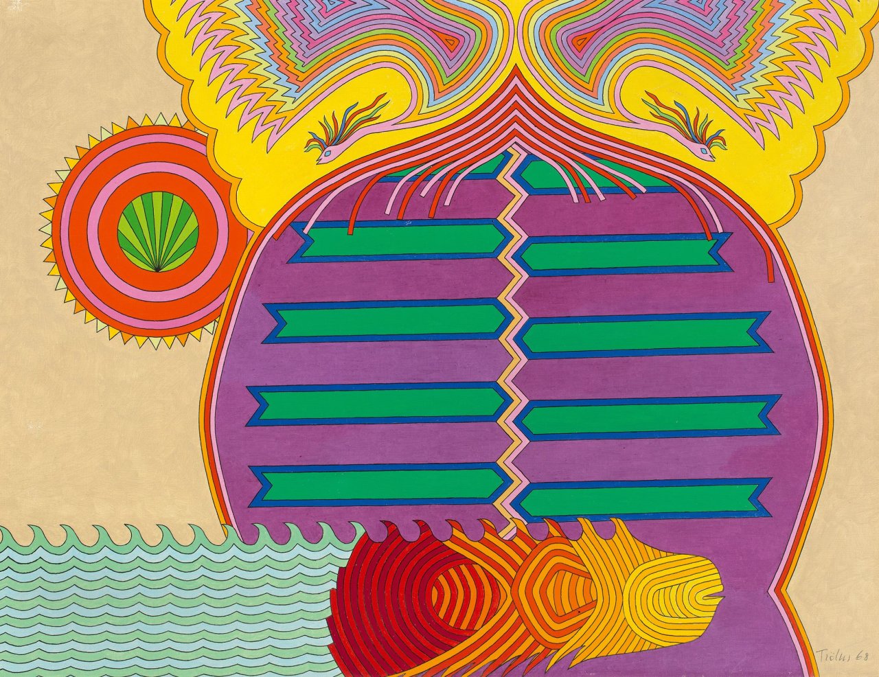 Auf diesem Bild ist das folgende Kunstwerk zu sehen: Heinz Trökes. „Prächtiges Tor“. 1968.