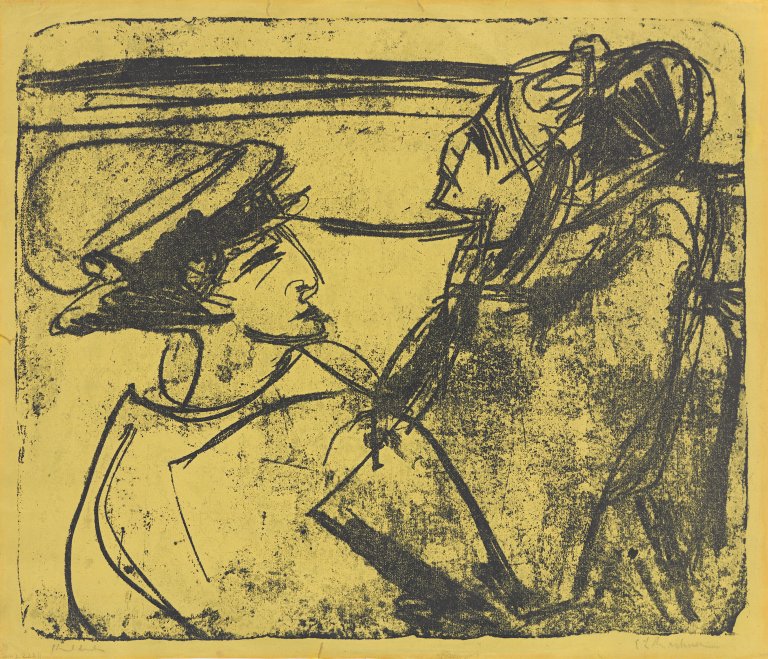 Auf diesem Bild ist das folgende Kunstwerk zu sehen: Ernst Ludwig Kirchner. „Zwei Frauen in einem Boot“. 1912.