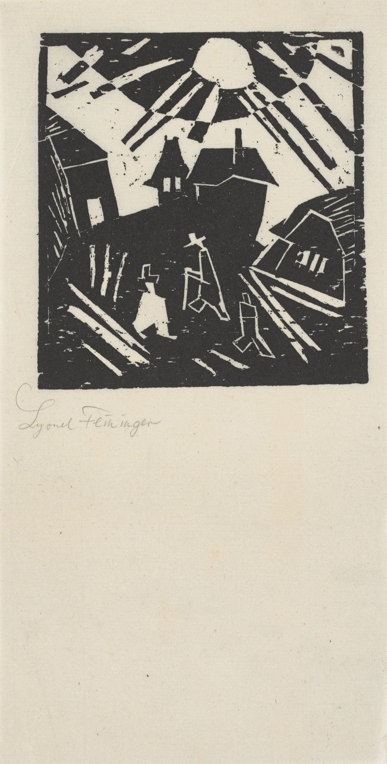 Auf diesem Bild ist das folgende Kunstwerk zu sehen: Lyonel Feininger. „Verfallenes Dorf“. 1918.