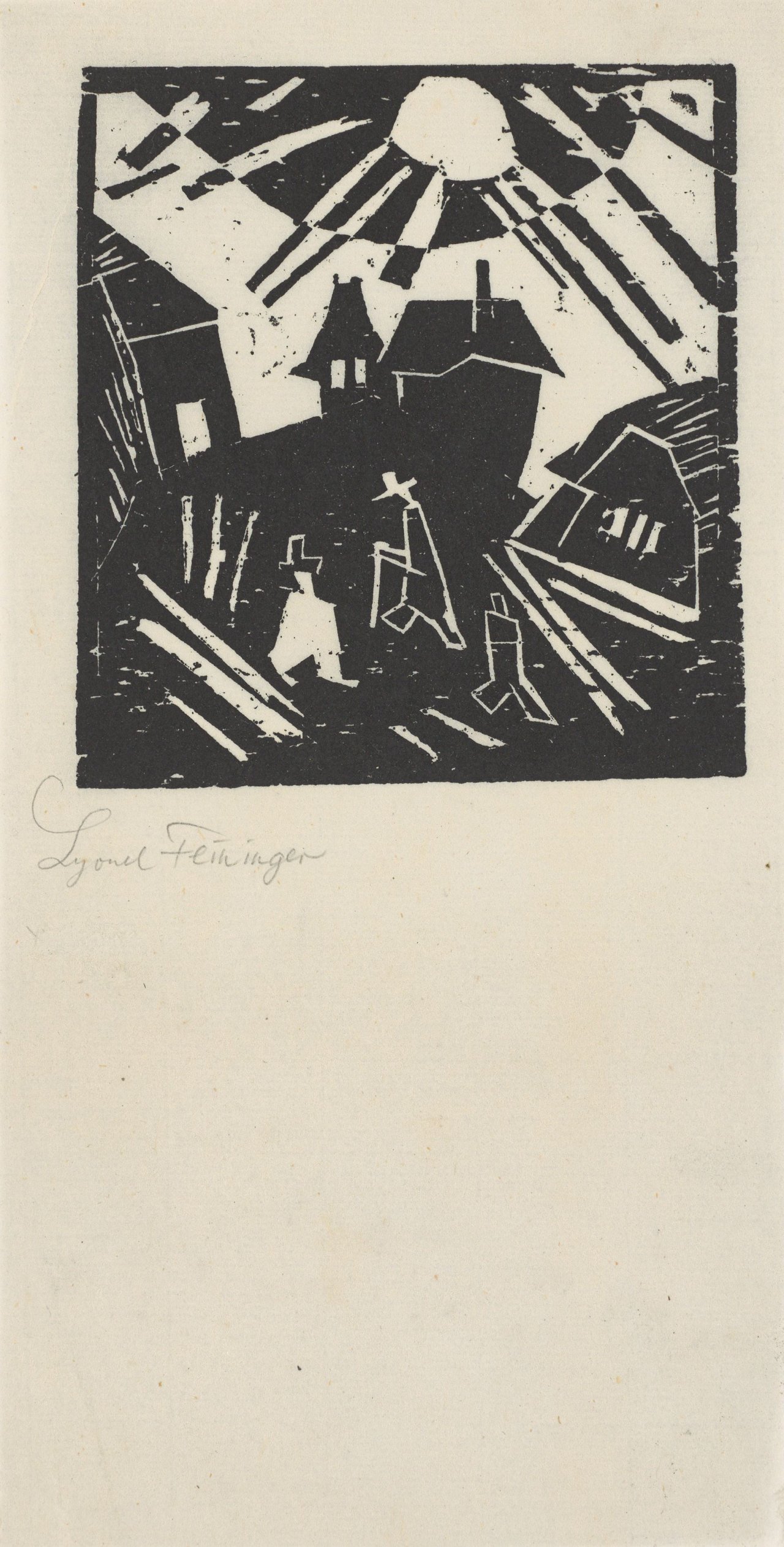 Auf diesem Bild ist das folgende Kunstwerk zu sehen: Lyonel Feininger. „Verfallenes Dorf“. 1918.