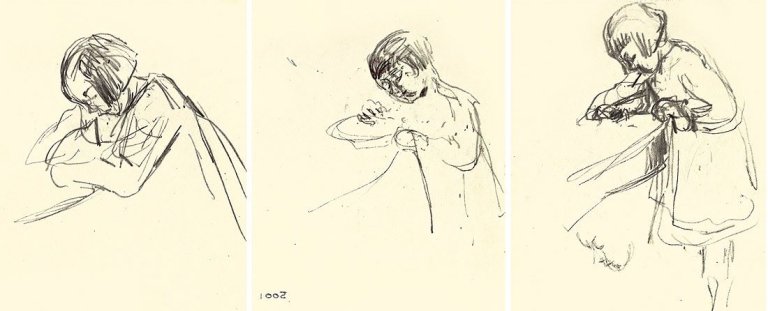 Auf diesem Bild ist das folgende Kunstwerk zu sehen: Max Liebermann. Maria, die Enkelin des Künstlers (3 Blatt) / Die Heimkehr / Bootsfahrt auf dem Rhein.