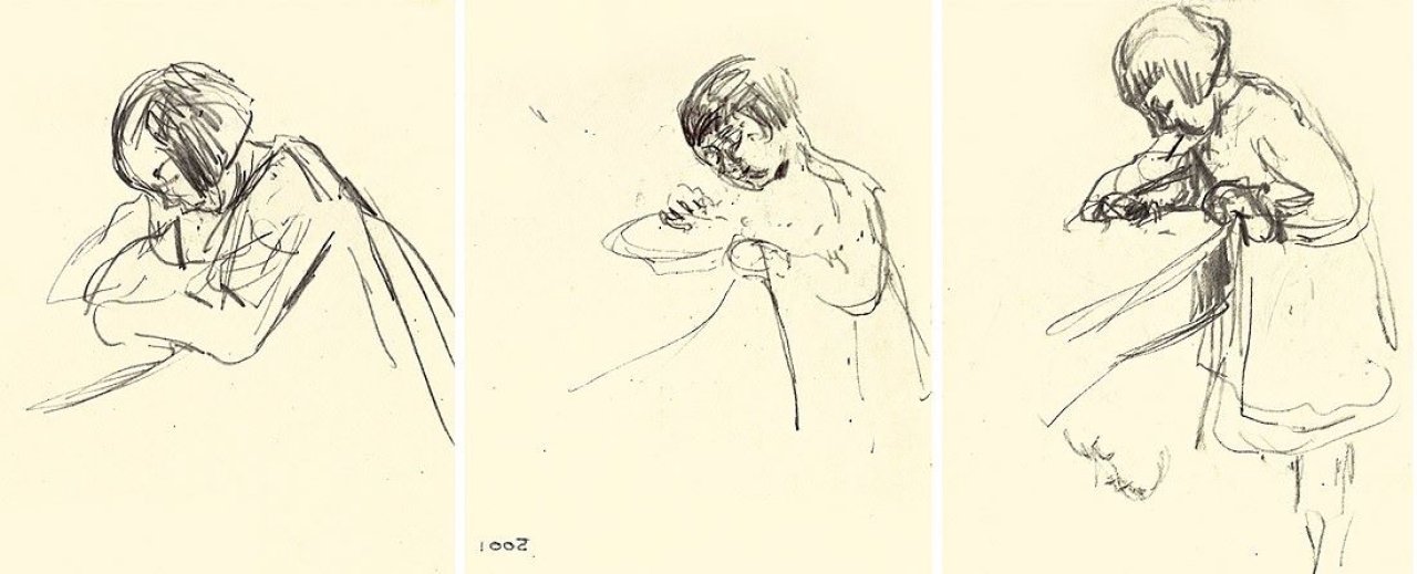 This picture shows the following artwork: Max Liebermann. Maria, die Enkelin des Künstlers (3 Blatt) / Die Heimkehr / Bootsfahrt auf dem Rhein.