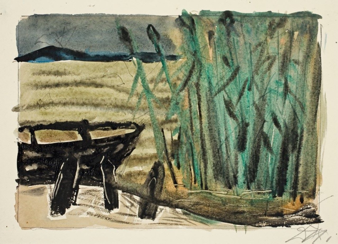 Auf diesem Bild ist das folgende Kunstwerk zu sehen: Otto Dix. „Schilf am Bodensee“. 1950er Jahre.