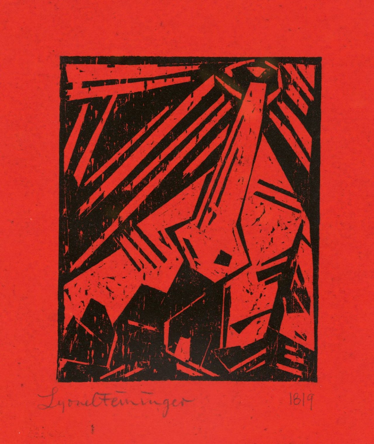 Auf diesem Bild ist das folgende Kunstwerk zu sehen: Lyonel Feininger. „Kirche (mit schiefem Turm)“. 1918.