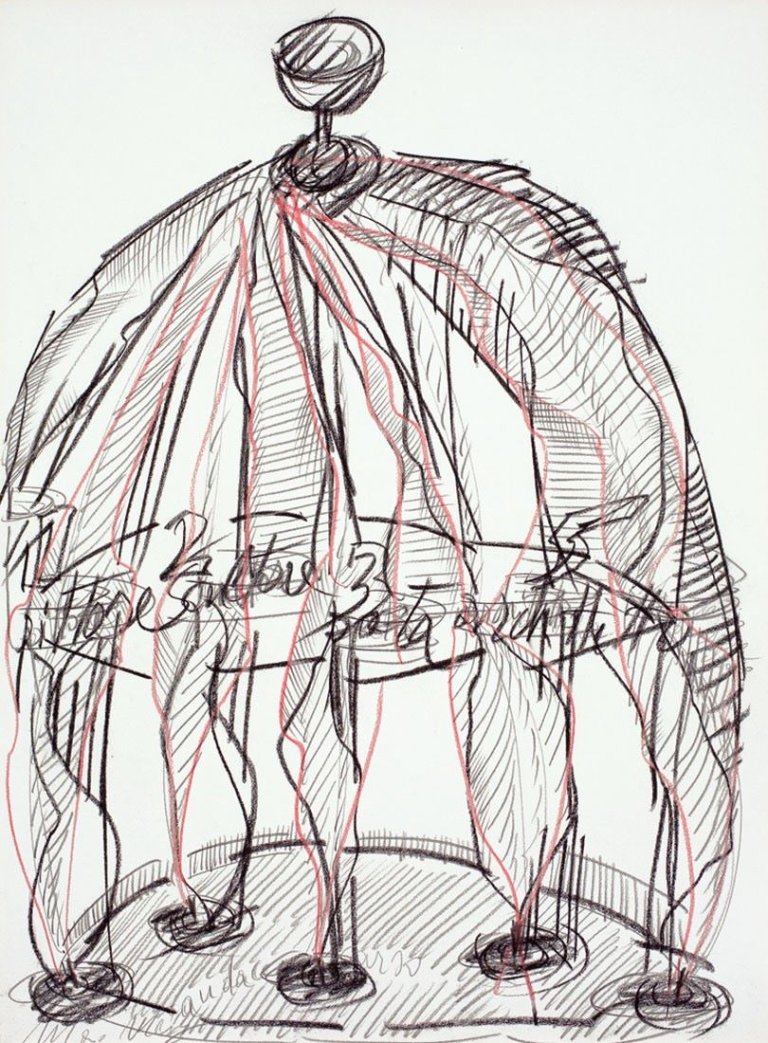 Auf diesem Bild ist das folgende Kunstwerk zu sehen: Mario Merz. Komposition mit Zahlen. 1984.