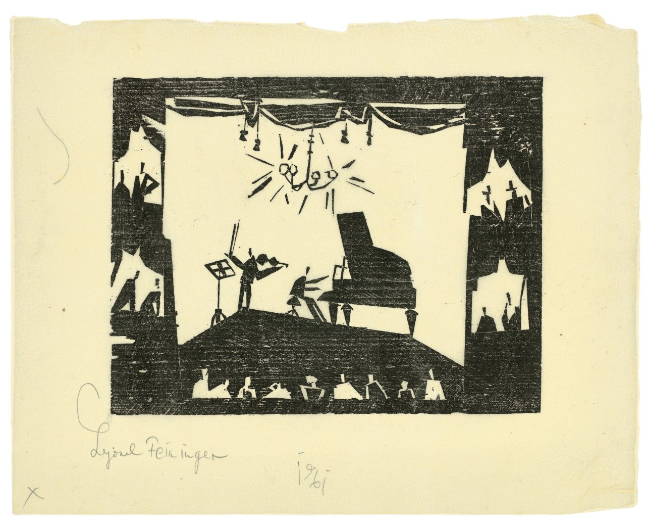 Auf diesem Bild ist das folgende Kunstwerk zu sehen: Lyonel Feininger. „Der Virtuose“. 1919.