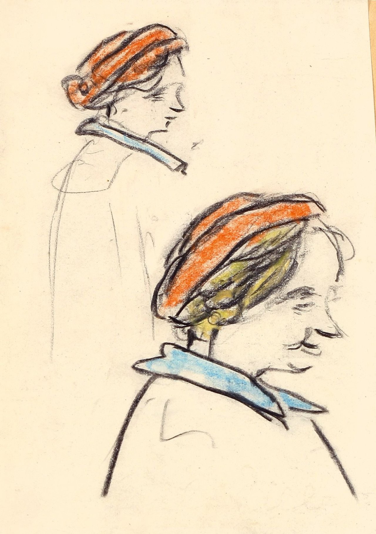 Auf diesem Bild ist das folgende Kunstwerk zu sehen: Heinrich Zille. Studie: Frau mit roter Kappe.