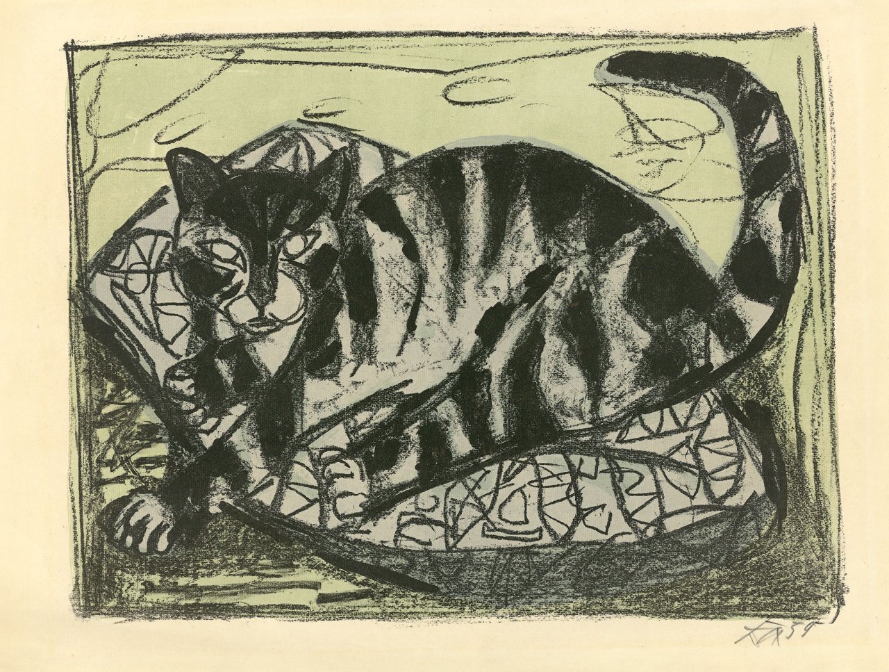 Auf diesem Bild ist das folgende Kunstwerk zu sehen: Otto Dix. „Katze “. 1959.