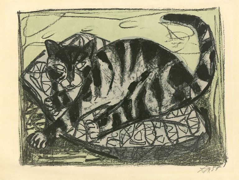 Auf diesem Bild ist das folgende Kunstwerk zu sehen: Otto Dix. „Katze “. 1959.