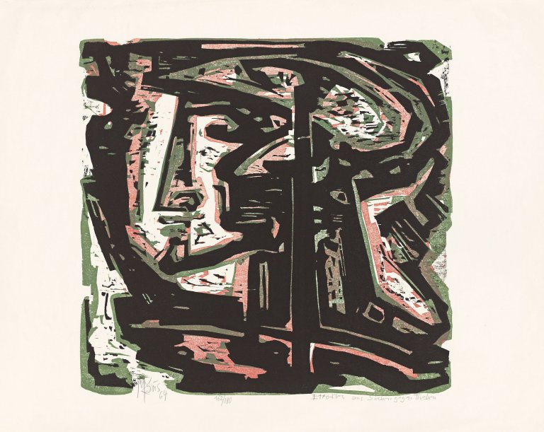 Auf diesem Bild ist das folgende Kunstwerk zu sehen: Max Kaus. „Eteokles aus Sieben gegen Theben“ / „Apollon“. 1964/1973.