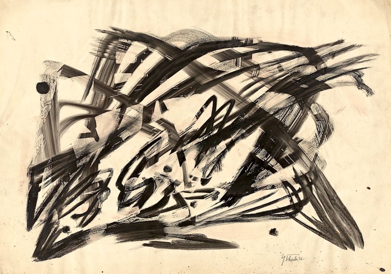 Auf diesem Bild ist das folgende Kunstwerk zu sehen: Fred Thieler. Ohne Titel. 1956.