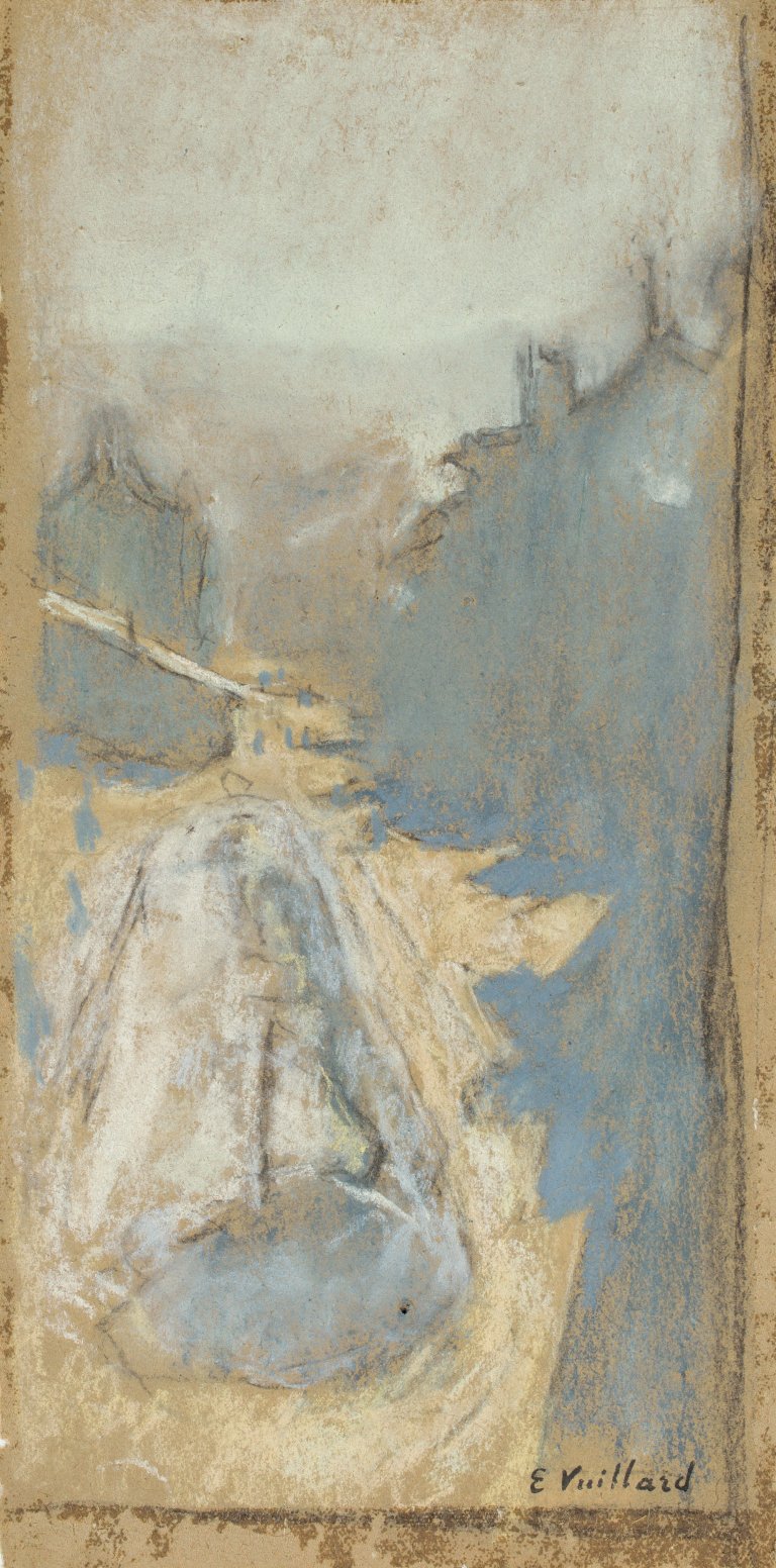 Auf diesem Bild ist das folgende Kunstwerk zu sehen: Édouard Vuillard. Baumstämme auf einem verschneiten Weg („Troncs d'arbre dans un chemin enneigé“). 1917.