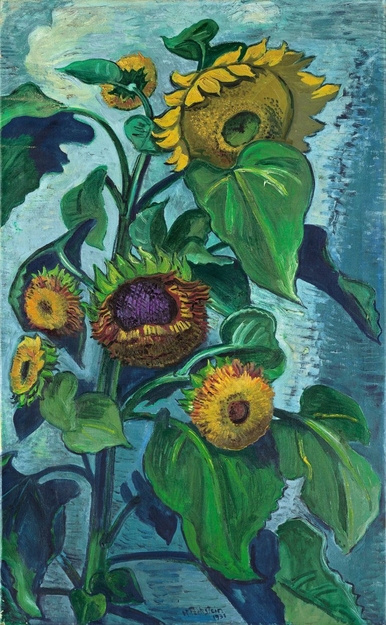 Auf diesem Bild ist das folgende Kunstwerk zu sehen: Max Pechstein. „Sonnenblumen“. 1931.