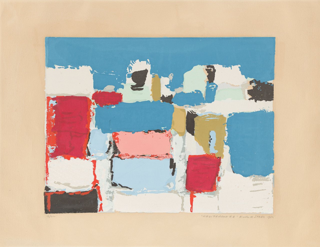 Auf diesem Bild ist das folgende Kunstwerk zu sehen: Nicolas de Stael. „Mediterranée“. 1952.