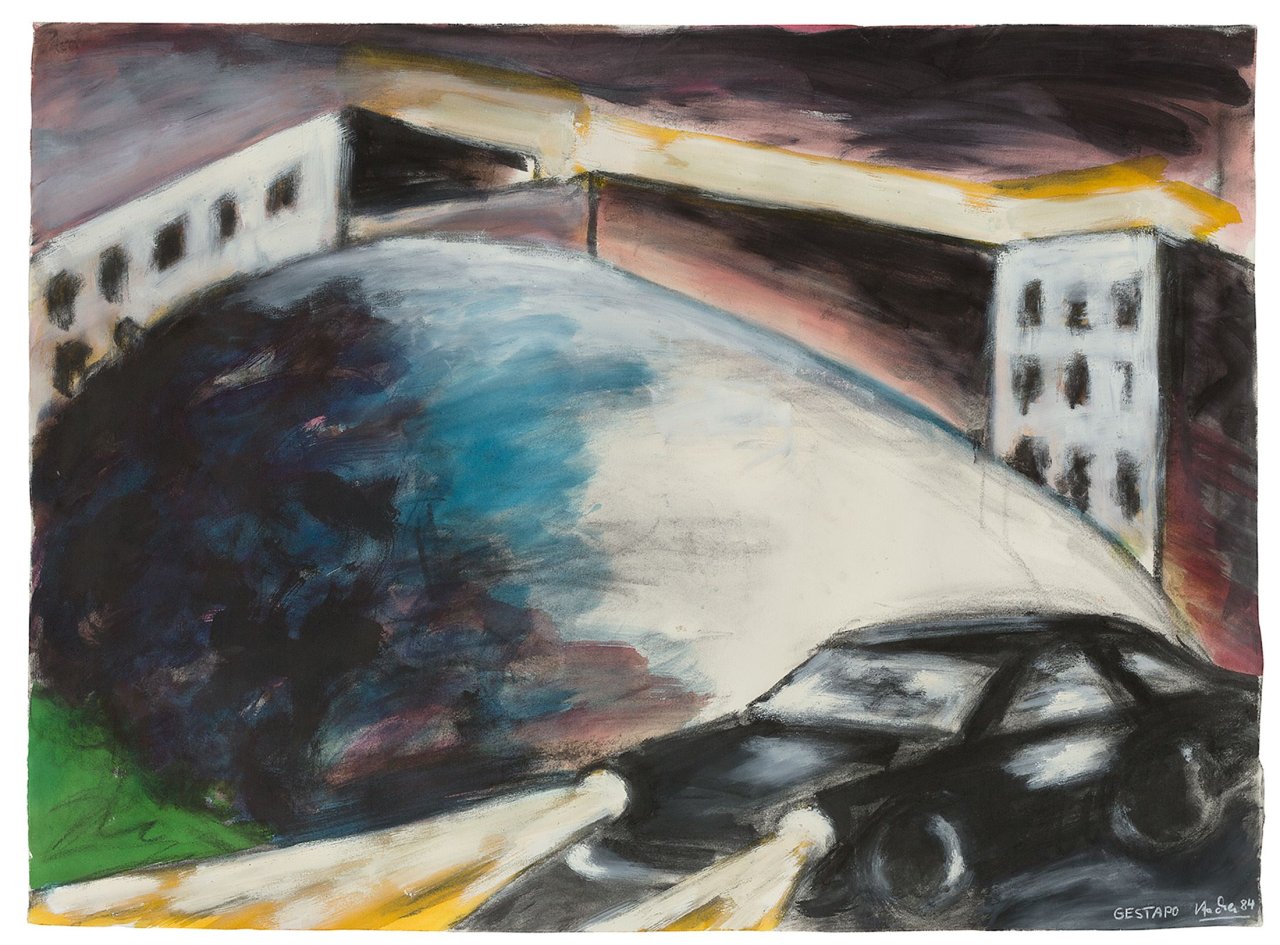 Auf diesem Bild ist das folgende Kunstwerk zu sehen: Dieter Hacker. „Gestapo“. 1984.
