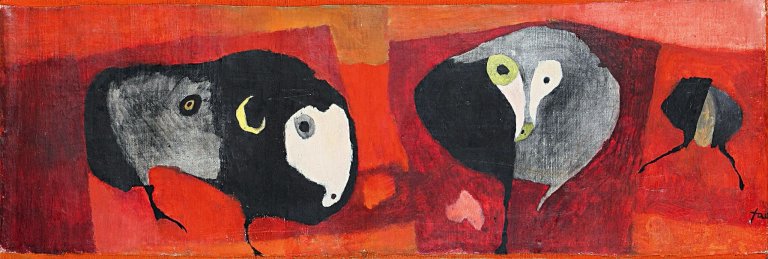 Auf diesem Bild ist das folgende Kunstwerk zu sehen: Hans Jaenisch. Schwarze Schafe. 1955.