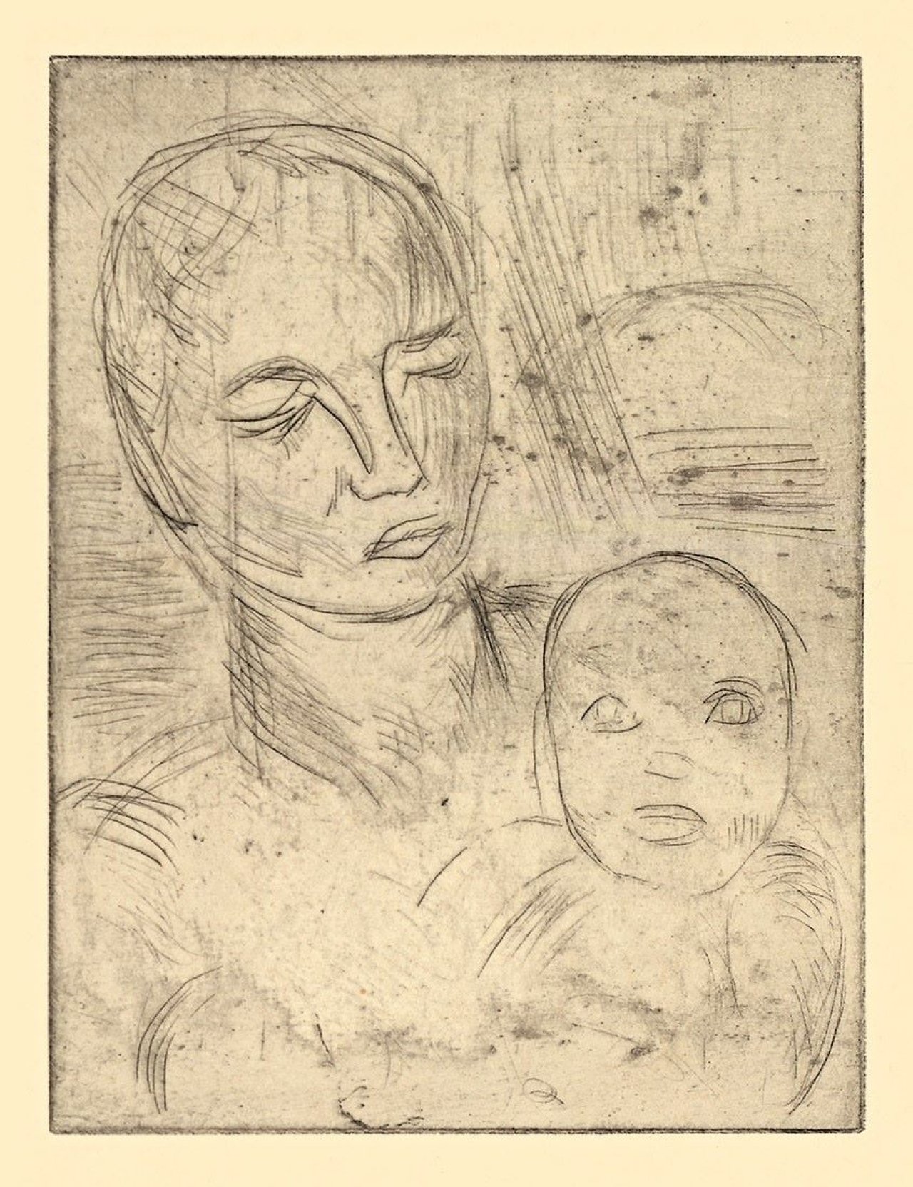 Auf diesem Bild ist das folgende Kunstwerk zu sehen: Wilhelm Lehmbruck. „Mutter und Kind, klein“. 1915.