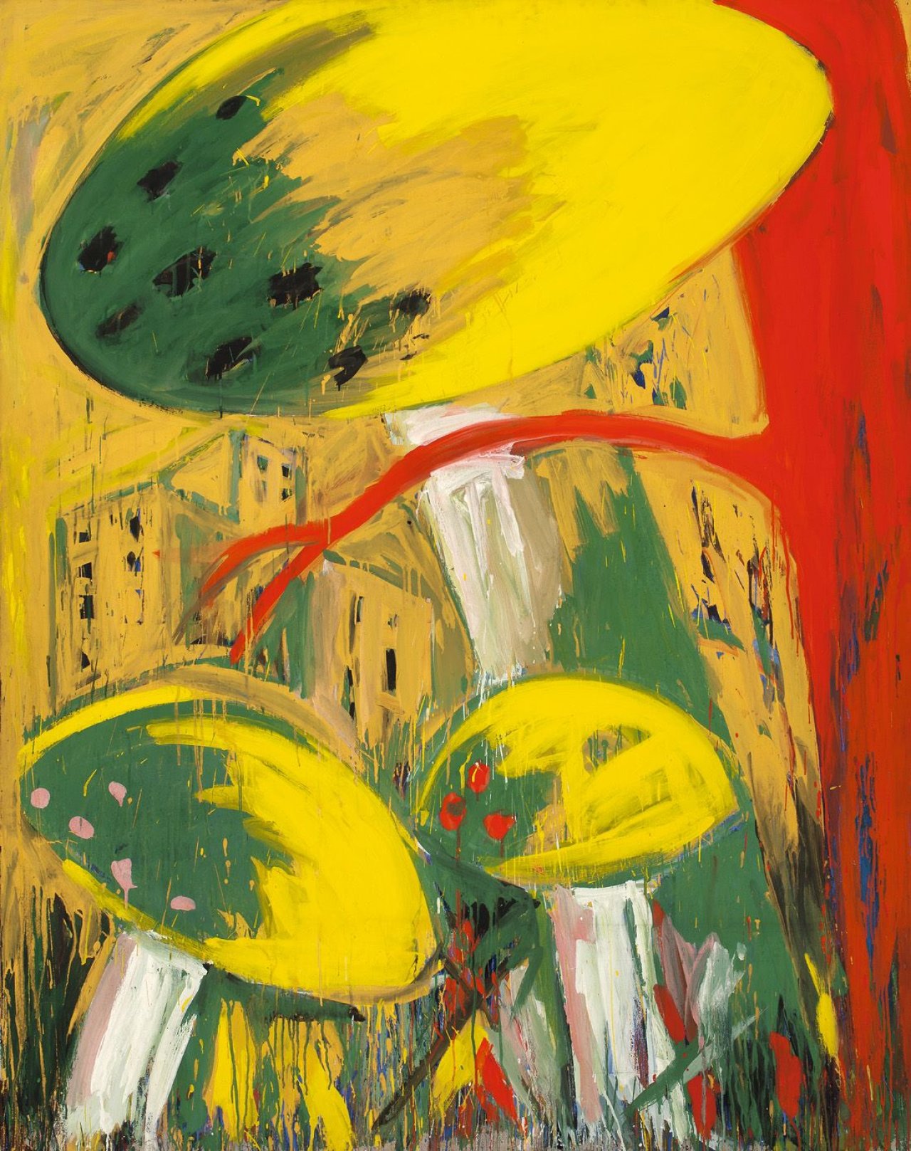 Auf diesem Bild ist das folgende Kunstwerk zu sehen: Helmut Middendorf. Häuserpilze. 1979.