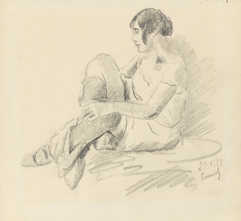 Auf diesem Bild ist das folgende Kunstwerk zu sehen: Edward Cucuel. Sitzende. 1922.