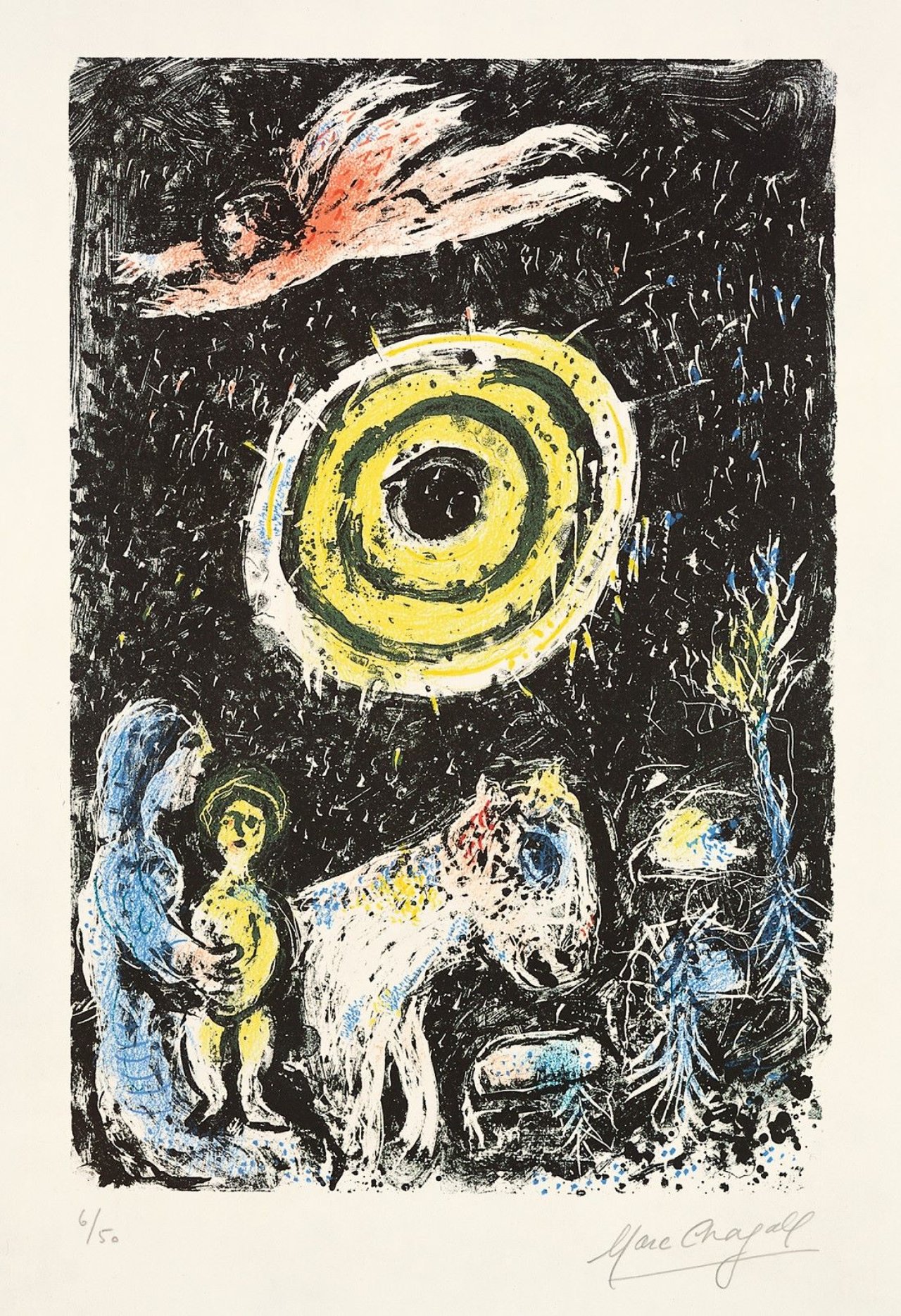 Auf diesem Bild ist das folgende Kunstwerk zu sehen: Marc Chagall. „Soleil d'hiver“. 1974.