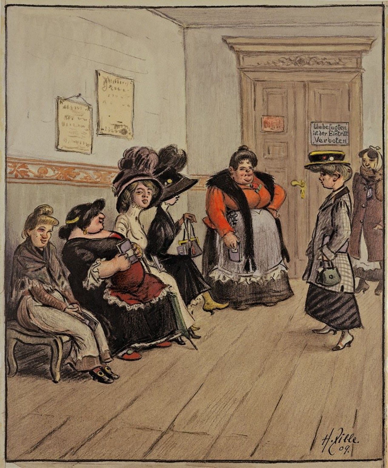 Auf diesem Bild ist das folgende Kunstwerk zu sehen: Heinrich Zille. „Am Alexanderplatz (Polizeipräsidium)“. 1909.