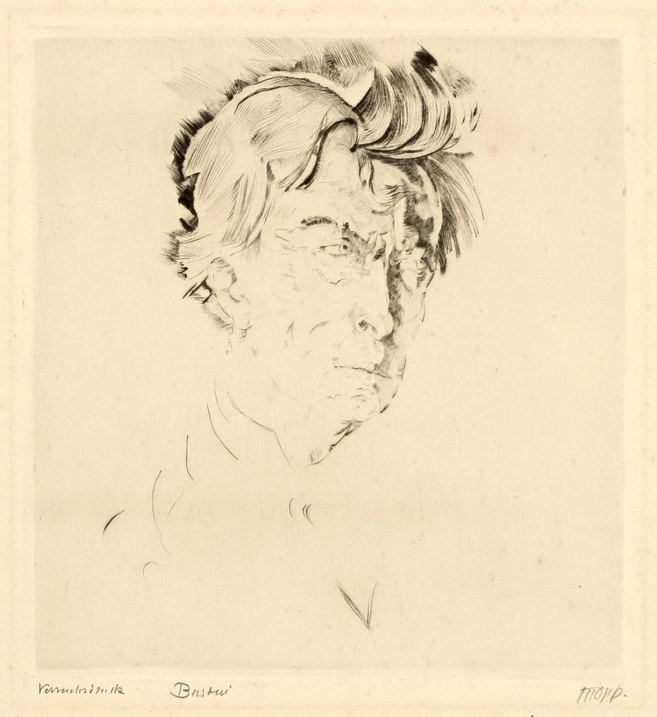 Auf diesem Bild ist das folgende Kunstwerk zu sehen: Max Oppenheimer (MOPP). „Ferruccio Busoni/Kopf“. 1924.
