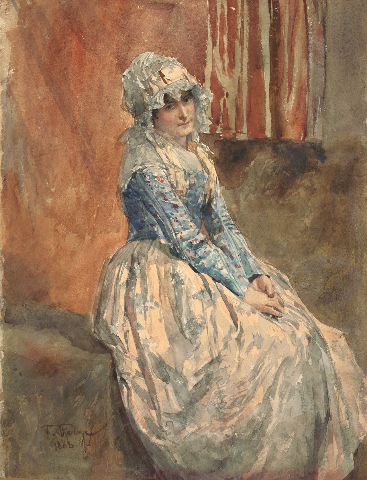 This picture shows the following artwork: Franz Skarbina. Sitzende Frau. 1888.