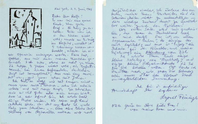 Auf diesem Bild ist das folgende Kunstwerk zu sehen: Lyonel Feininger. „Kirche mit hohem Turm“. 1920.