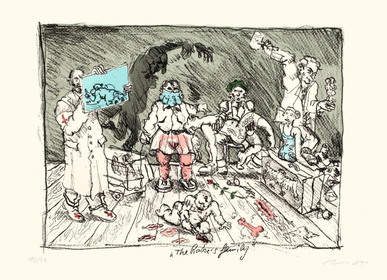 Auf diesem Bild ist das folgende Kunstwerk zu sehen: Jörg Immendorff. „The Rake’s Family“. 1995.