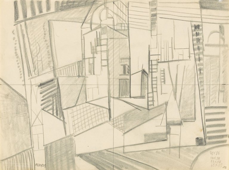 Auf diesem Bild ist das folgende Kunstwerk zu sehen: Walter Dexel. Abstrakte Komposition. 1920/21.