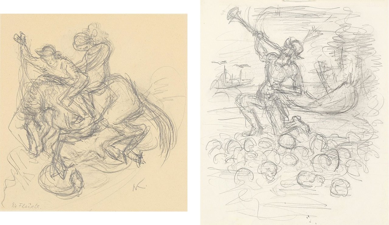 This picture shows the following artwork: Alfred Kubin. Die Flucht / Untitled. (before)1928.