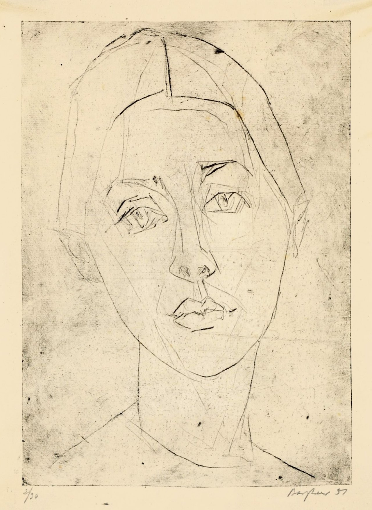 This picture shows the following artwork: Eduard Bargheer. Frauenportrait. 1951.