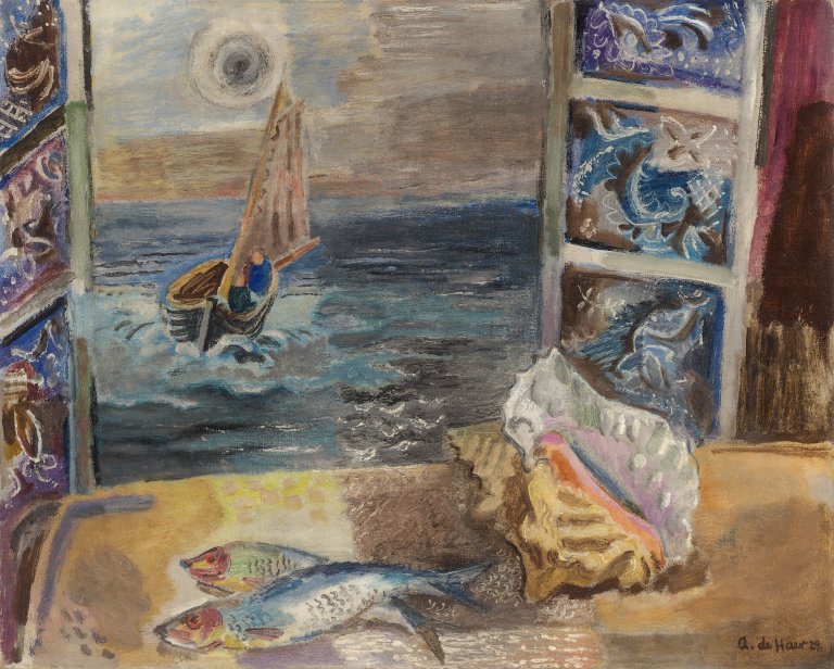Auf diesem Bild ist das folgende Kunstwerk zu sehen: Adolf de Haer. „Am Meer“. 1929.