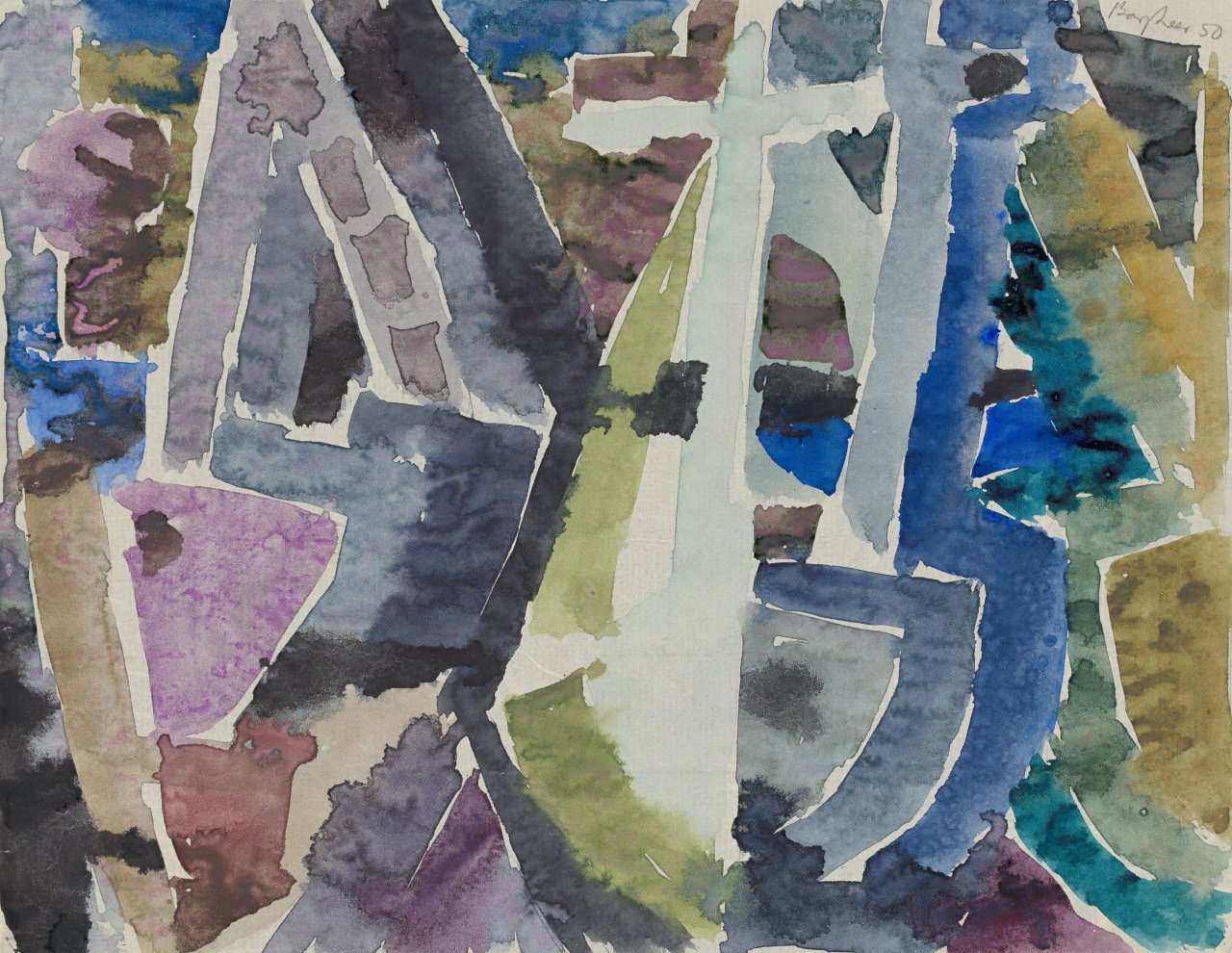 Auf diesem Bild ist das folgende Kunstwerk zu sehen: Eduard Bargheer. „Boote“. 1950.