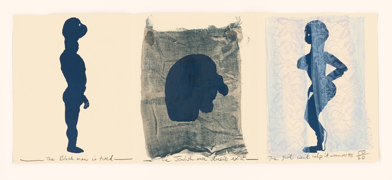 Auf diesem Bild ist das folgende Kunstwerk zu sehen: Marlene Dumas. „The Black Man, the Jew, and the Girl“. 1993.