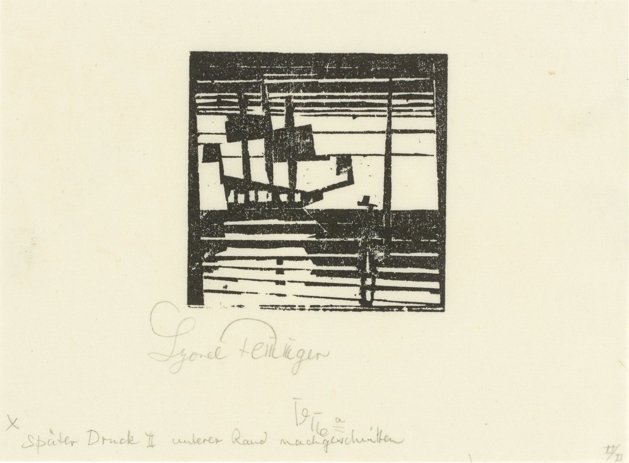 Auf diesem Bild ist das folgende Kunstwerk zu sehen: Lyonel Feininger. „Dreimaster vor Anker“. 1919.
