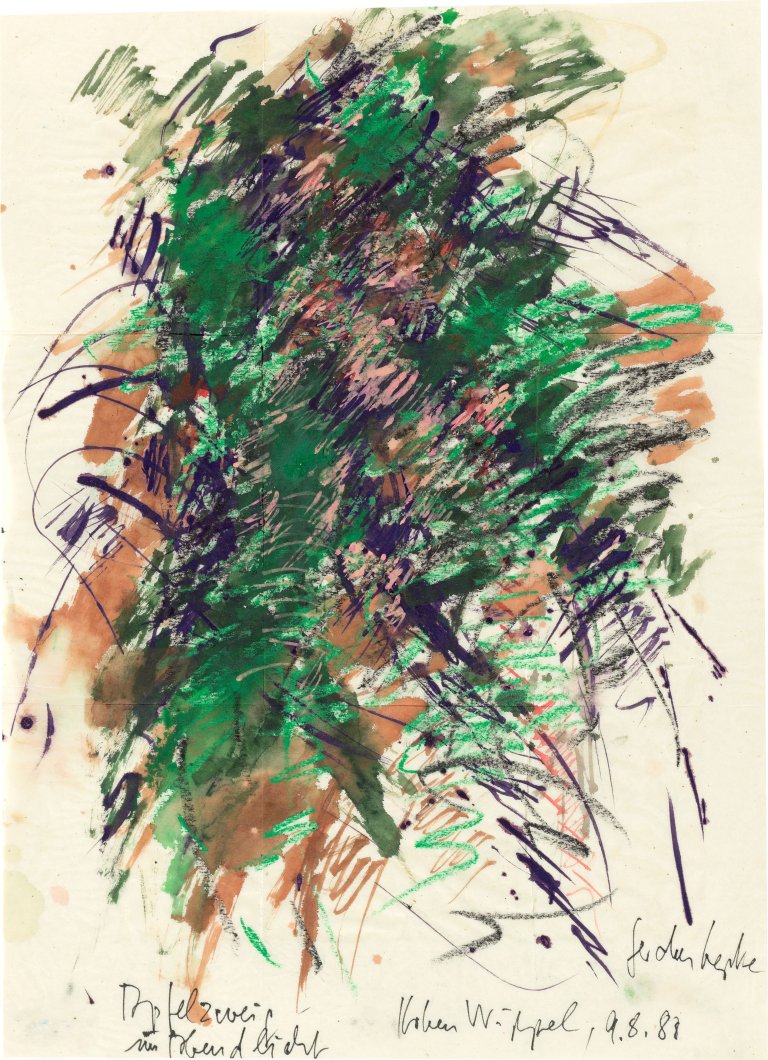 Auf diesem Bild ist das folgende Kunstwerk zu sehen: Gerda Lepke. Ohne Titel / „Apfelzweig im Abendlicht“. 1985 / 1988.