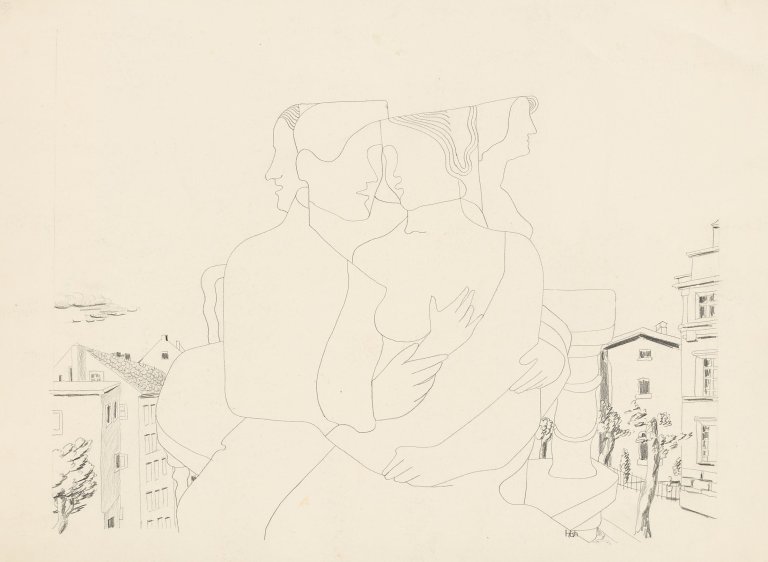 Auf diesem Bild ist das folgende Kunstwerk zu sehen: Herbert Behrens-Hangeler. Umarmung. Um 1920.