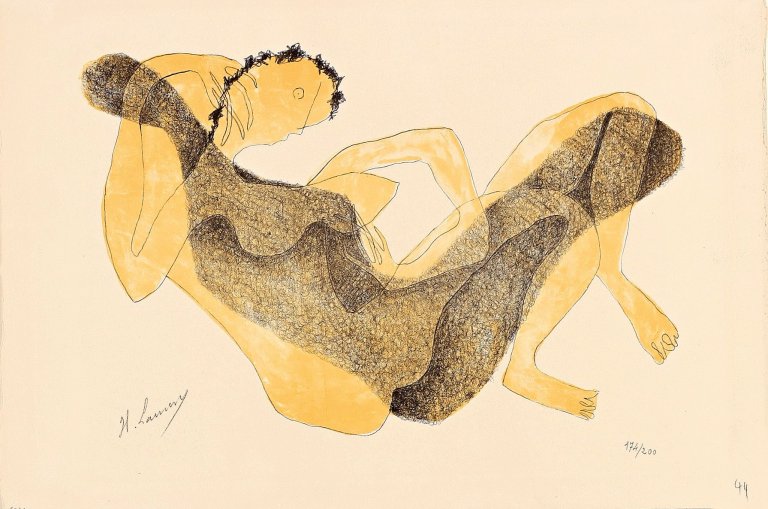 Auf diesem Bild ist das folgende Kunstwerk zu sehen: Henri Laurens. „Femme allongée au bras levé“. Um 1950.