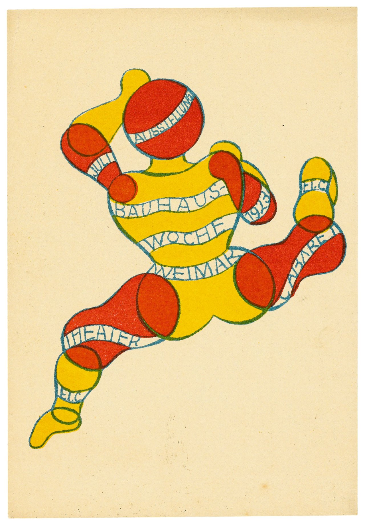 Auf diesem Bild ist das folgende Kunstwerk zu sehen: Georg Teltscher. „Juli Ausstellung 1923 Bauhaus-Woche Weimar Theater Etc Cabaret Etc“. 1923.