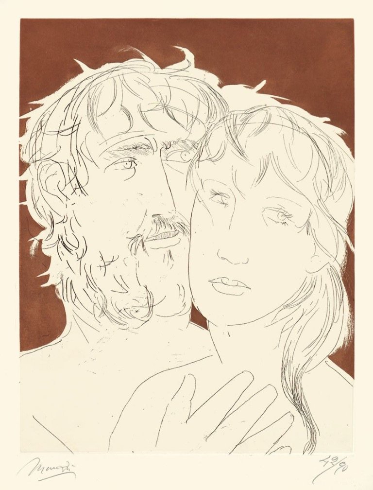 Auf diesem Bild ist das folgende Kunstwerk zu sehen: Giacomo Manzú. Aus: „Hommage à Picasso“. 1973.