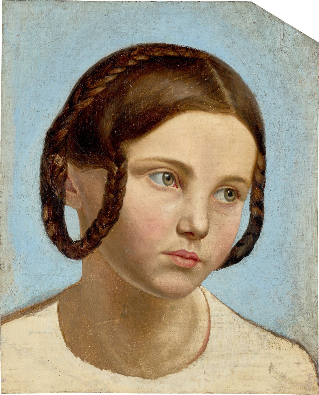 Auf diesem Bild ist das folgende Kunstwerk zu sehen:  Deutsch. Mädchenkopf. Um 1840.