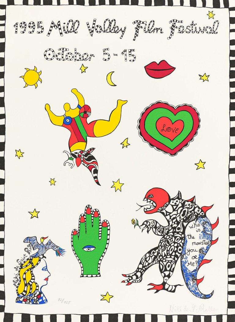 Auf diesem Bild ist das folgende Kunstwerk zu sehen: Niki de Saint Phalle. „1995 Mill Valley Film Festival October 5-15“. 1995.