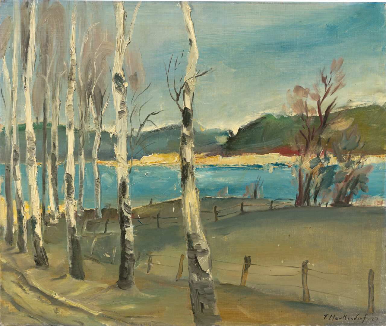 This picture shows the following artwork: Franz Heckendorf. Birkenallee am See. 1927.