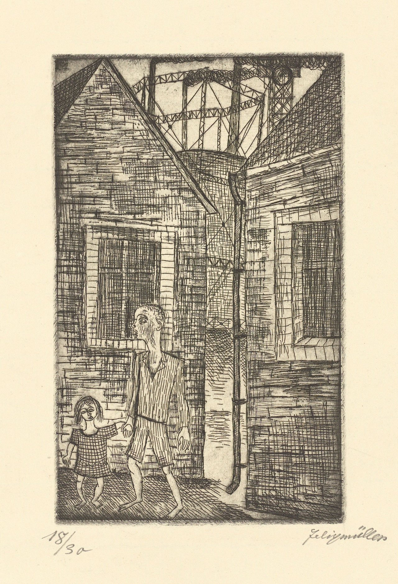 Auf diesem Bild ist das folgende Kunstwerk zu sehen: Conrad Felixmüller. „Kinder im Ruhrrevier“. 1920.