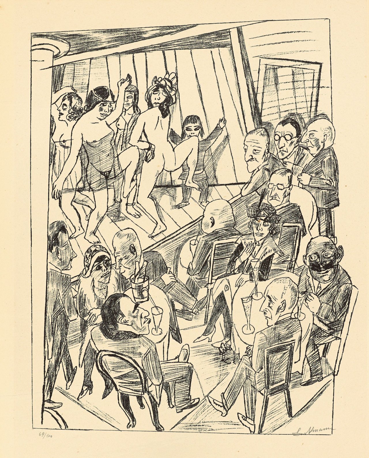 Auf diesem Bild ist das folgende Kunstwerk zu sehen: Max Beckmann. „Nackttanz“. 1922.