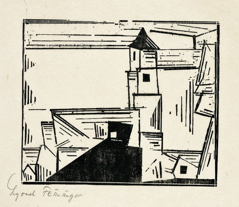 Auf diesem Bild ist das folgende Kunstwerk zu sehen: Lyonel Feininger. „Gelbe Dorfkirche 3“. 1931.