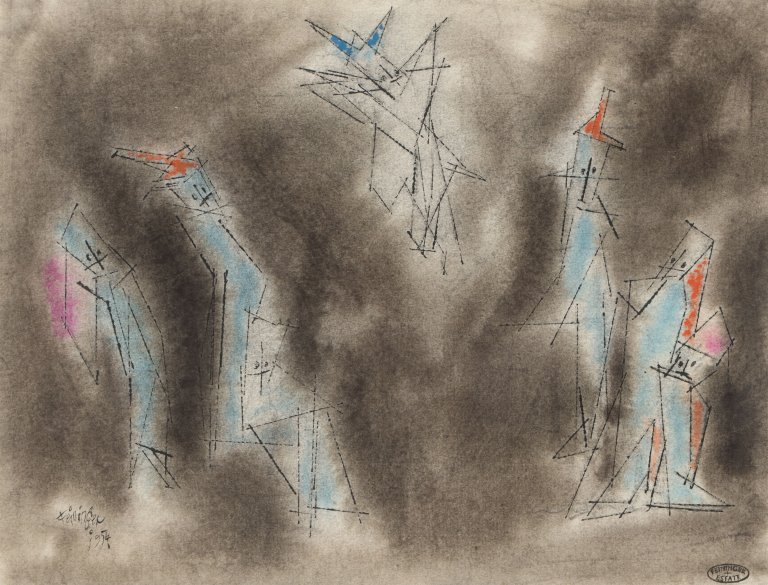 This picture shows the following artwork: Lyonel Feininger. 7 Manikins. 1954.