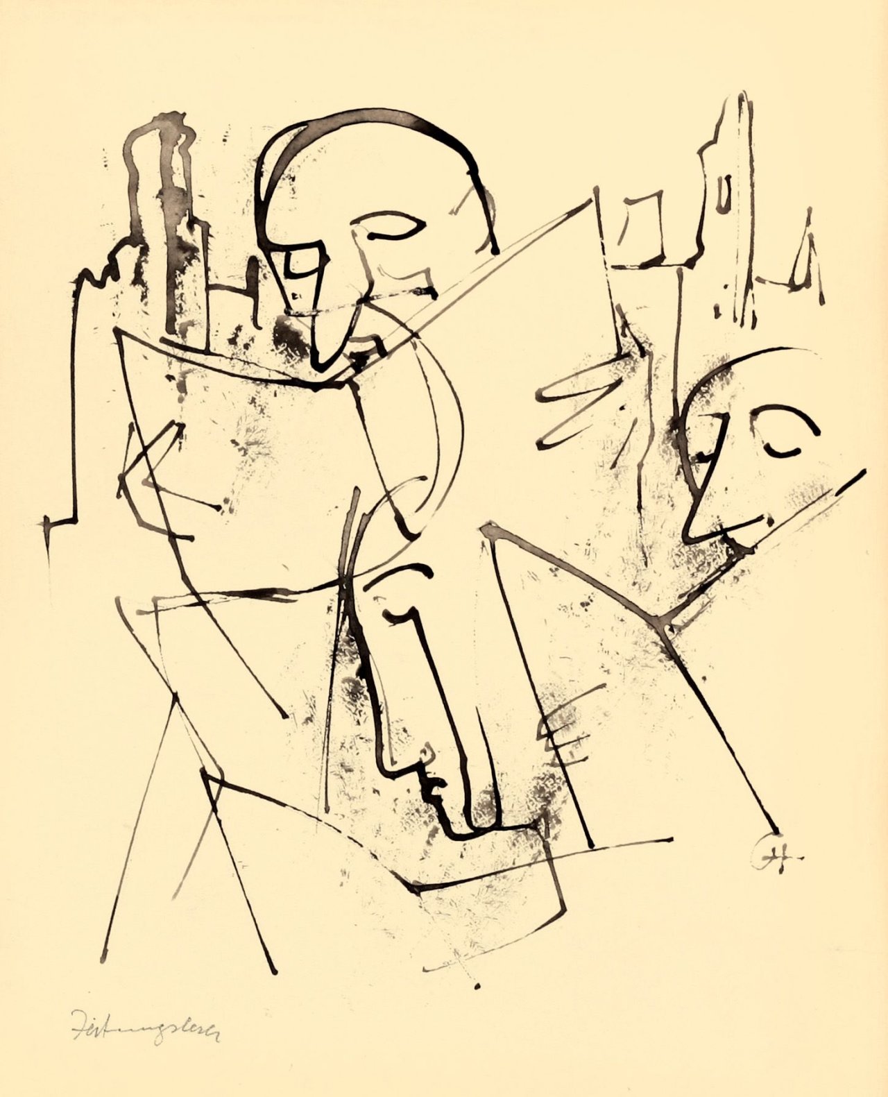 Auf diesem Bild ist das folgende Kunstwerk zu sehen: Karl Hofer. Zeitungsleser. Um 1945.