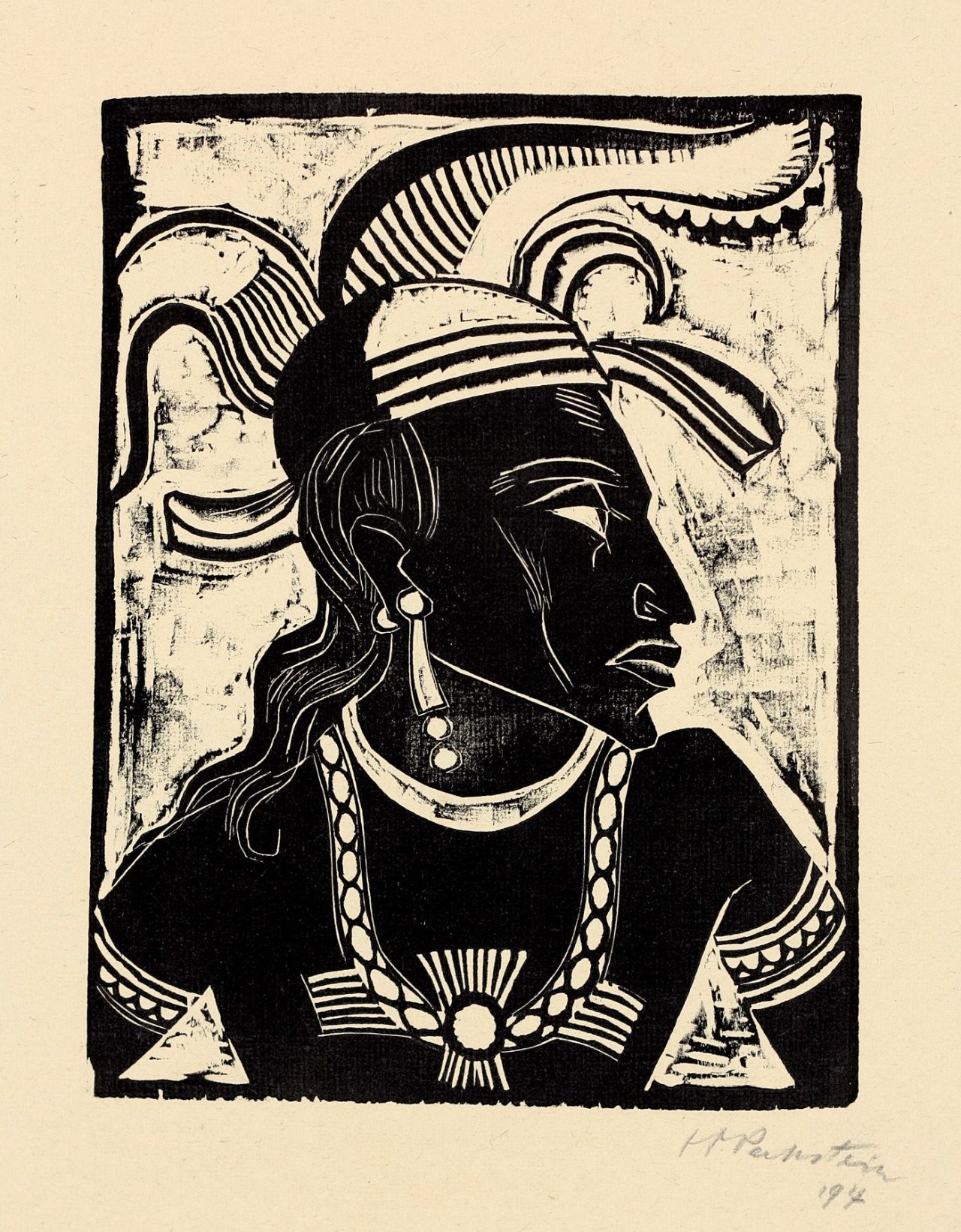 Auf diesem Bild ist das folgende Kunstwerk zu sehen: Max Pechstein. „Exotische Köpfe I“. 1917.